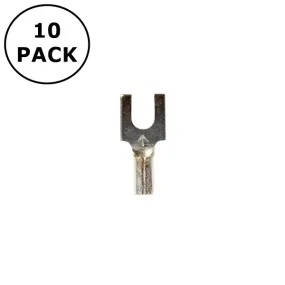 (1326) #10 Stud Non Insulated Block Fork Terminals for 16-14AWG Wire ~ 10 Pack