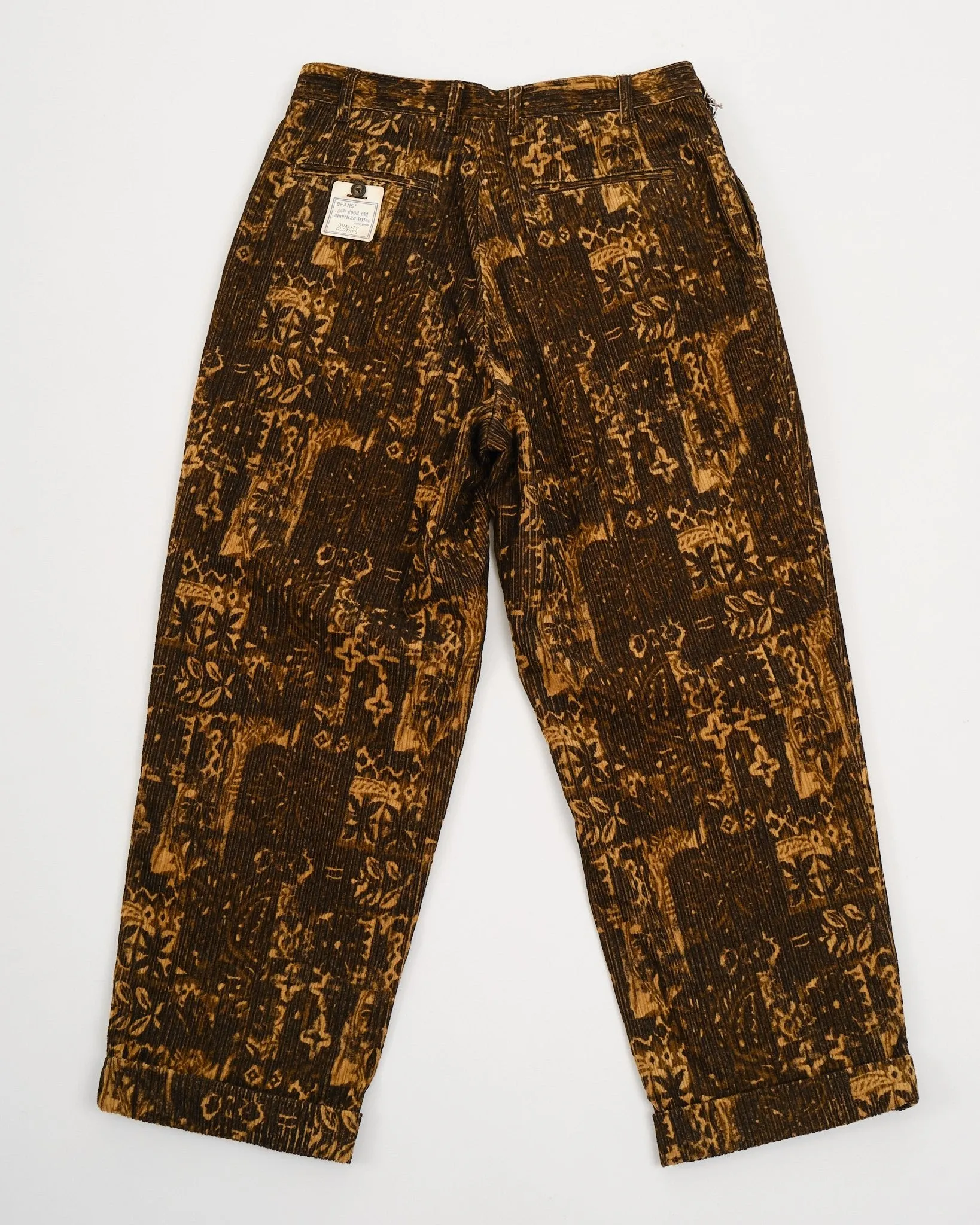 2 Pleats Trousers Corduroy Print Brown