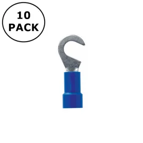 (2763) #8 Stud Blue Vinyl Insulated Hook Terminals for 16-14AWG Wire ~ 10 Pack