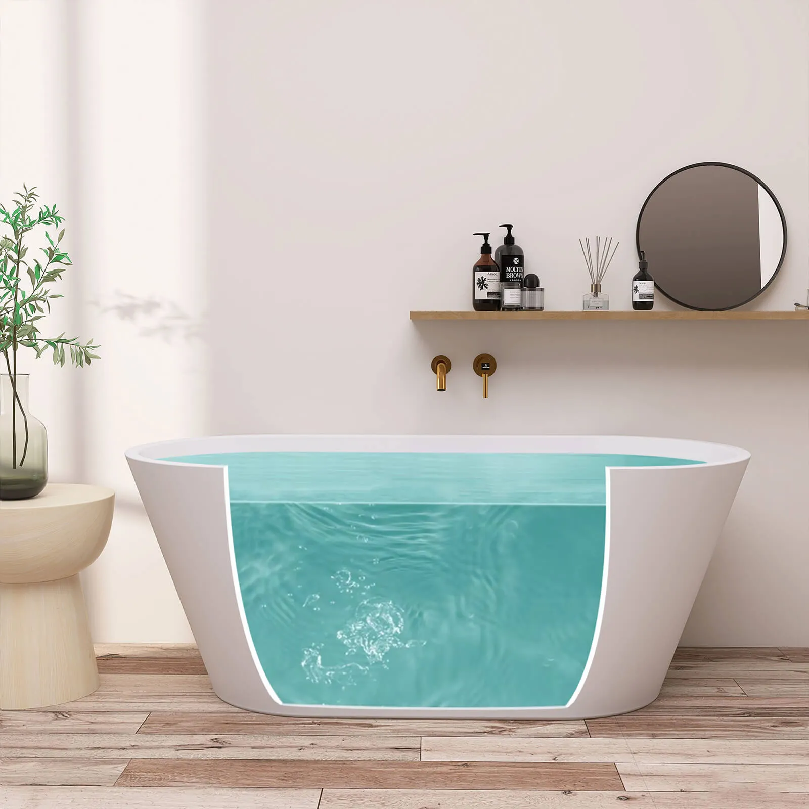 55" Flat-Bottom Acrylic Bathtub