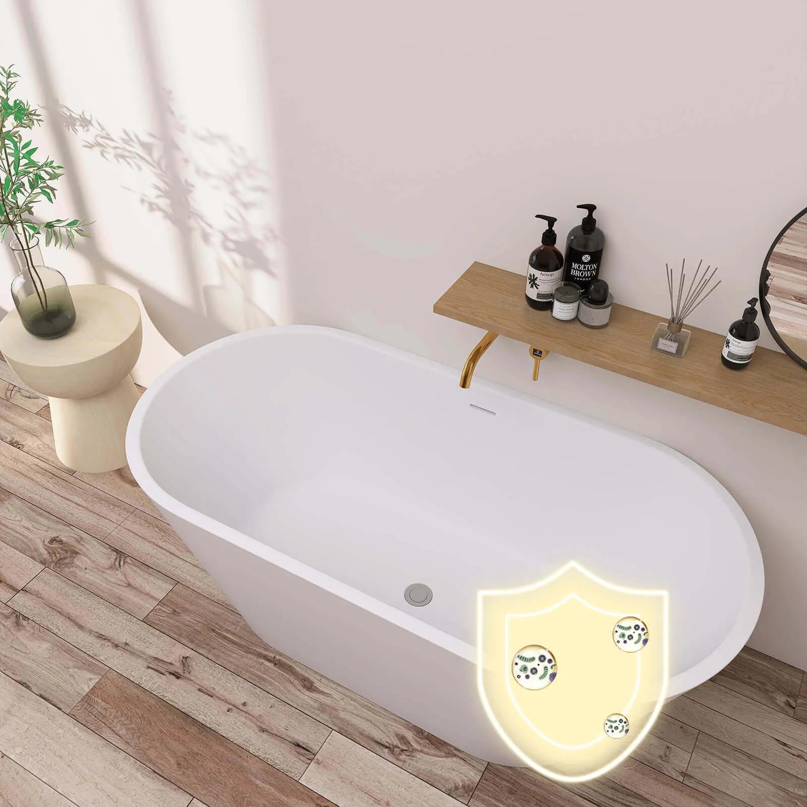 55" Flat-Bottom Acrylic Bathtub