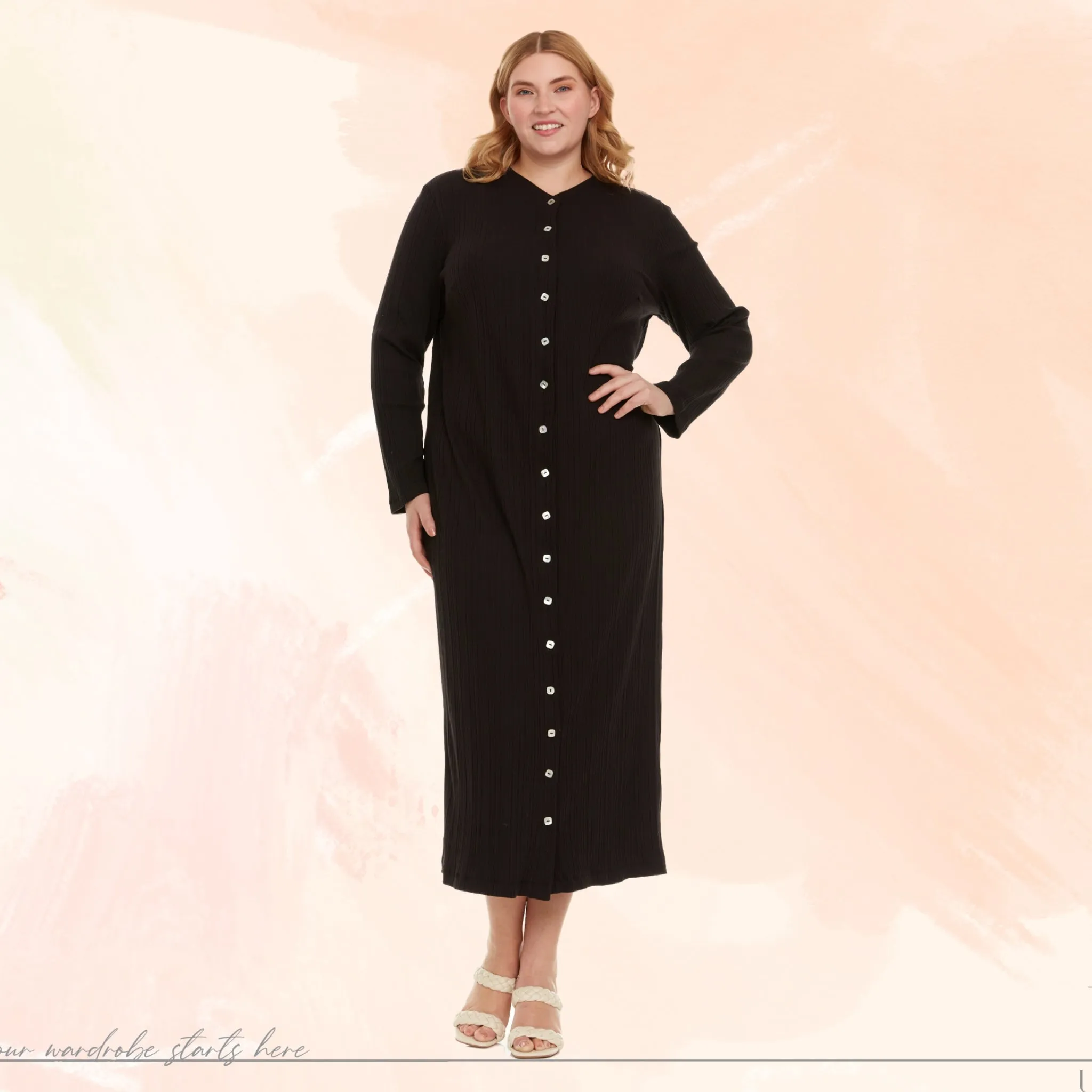 Alexa PLUS Dress Solid Black Rib