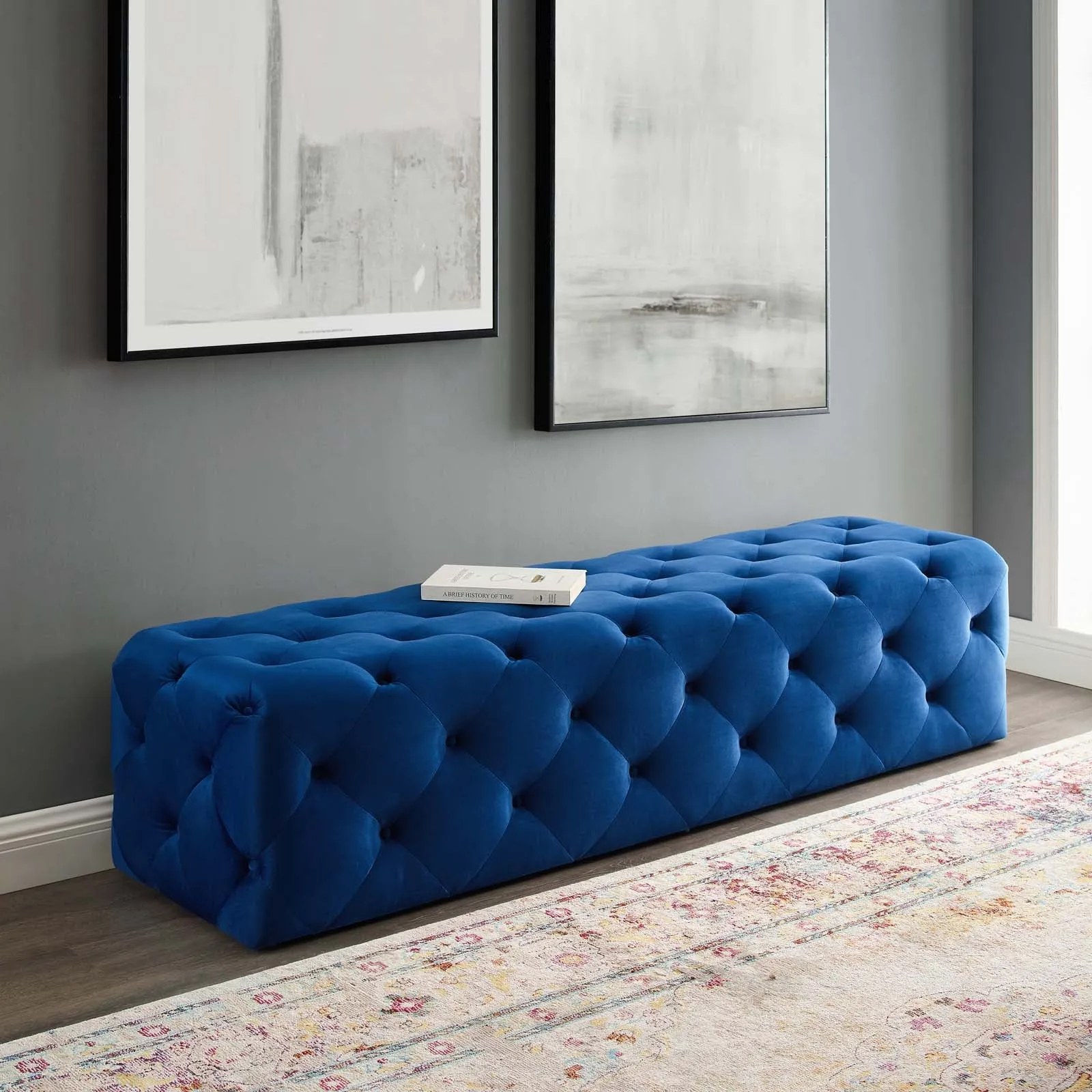 Amour 72" Tufted Button Entryway Performance Velvet Bench