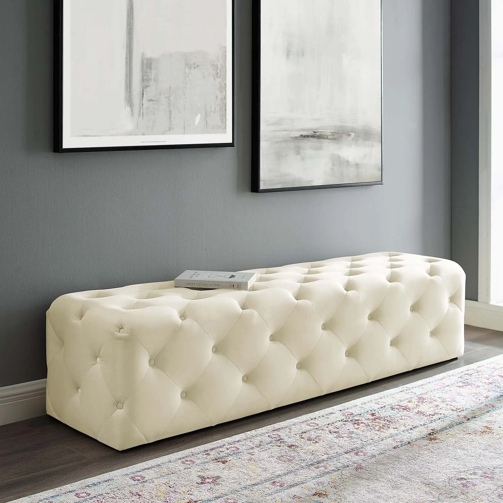 Amour 72" Tufted Button Entryway Performance Velvet Bench