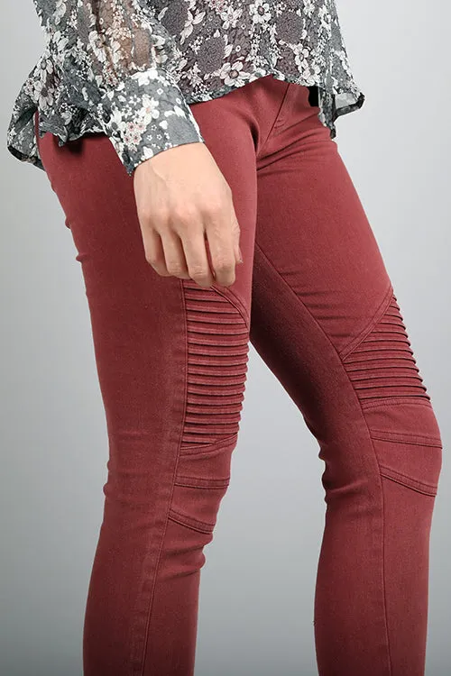 Bike Ankle Zipper Leggings  Pants Raw Moda