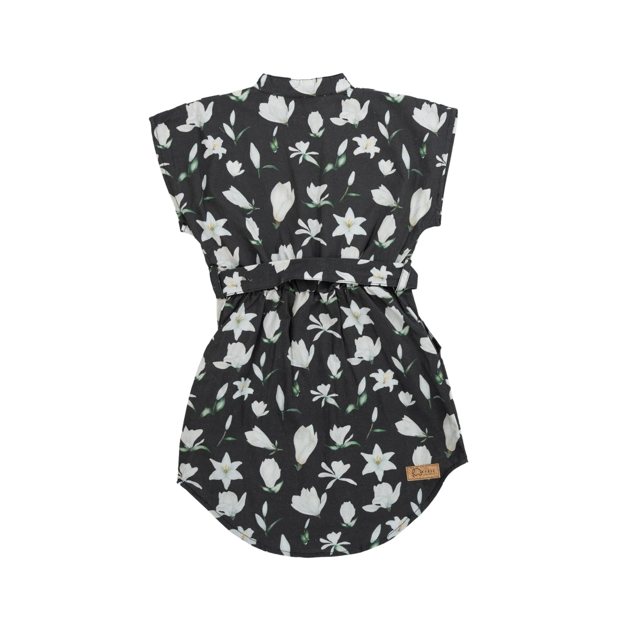 Black Lilly Blossom Cotton Shirt Dress