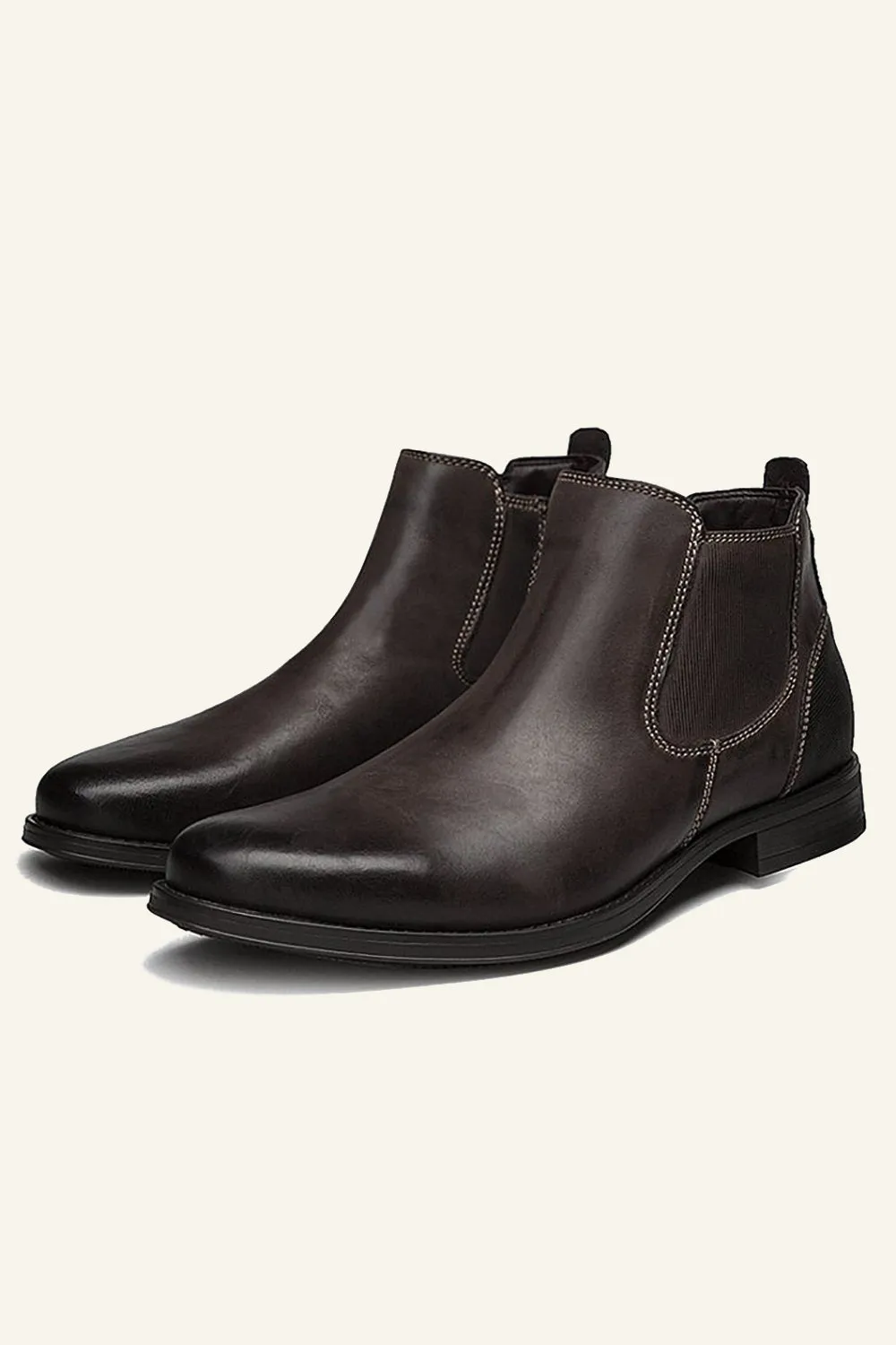 Black Slip On Leather Men's Chelsea Boots