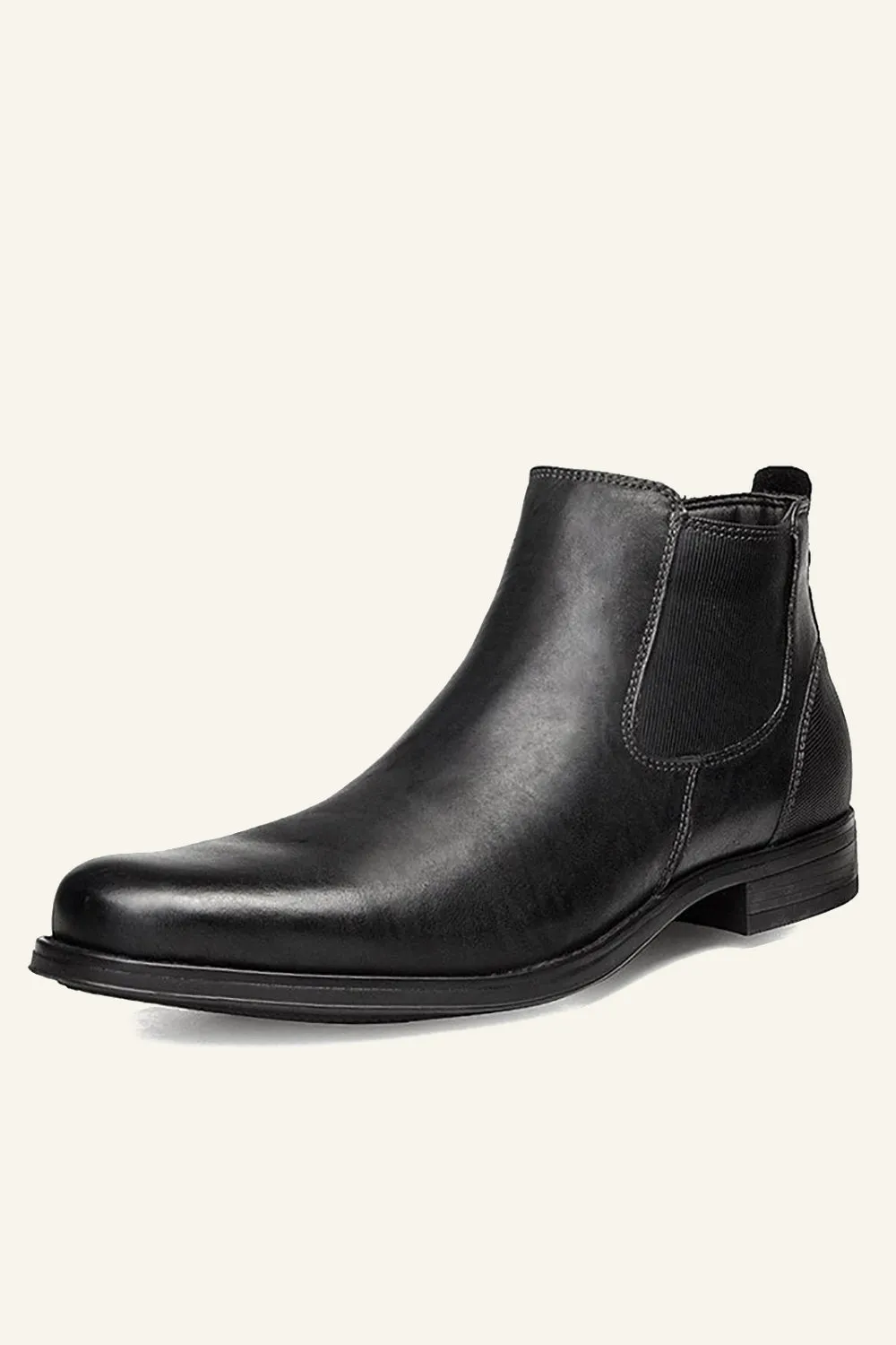 Black Slip On Leather Men's Chelsea Boots