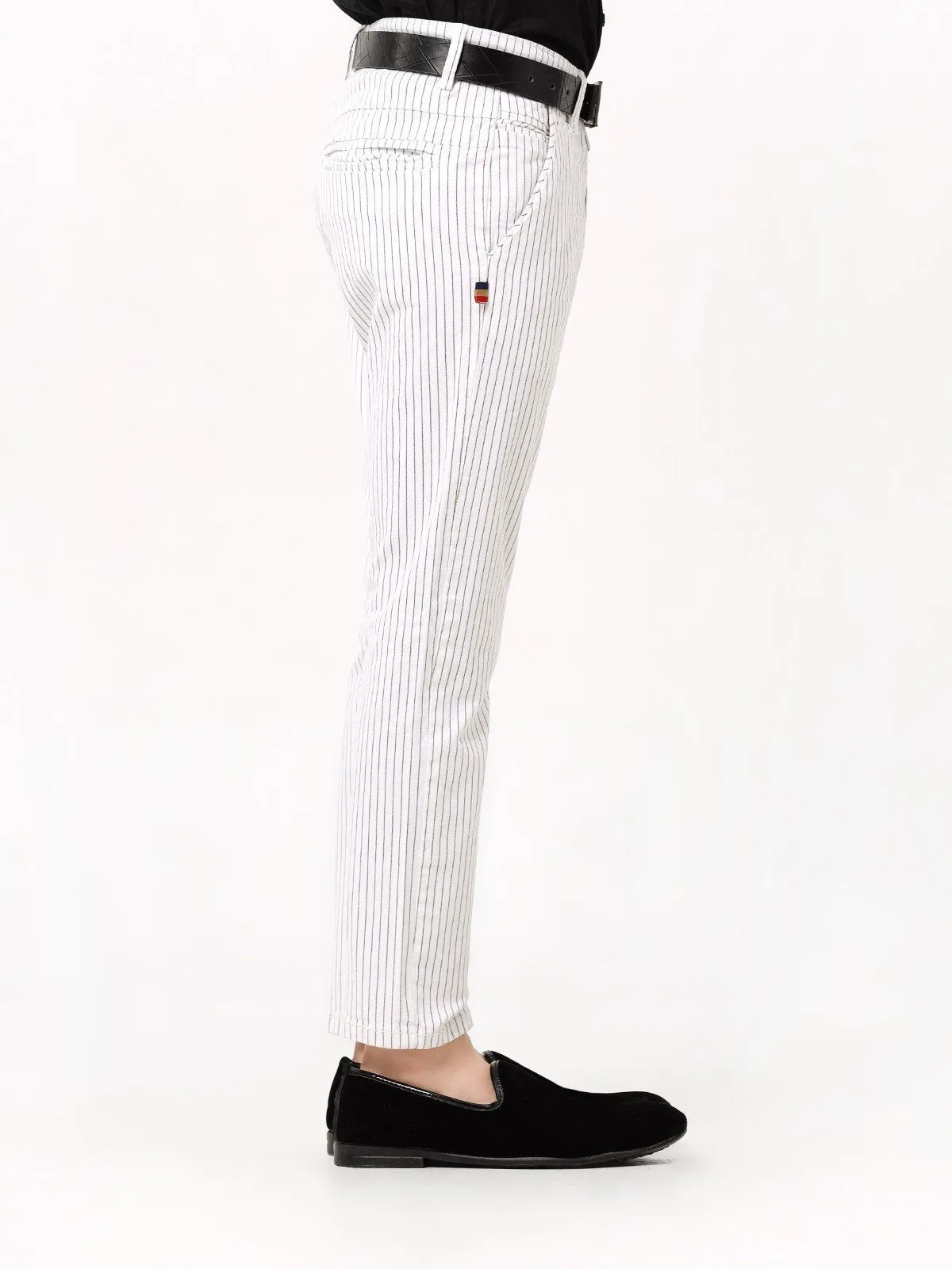 Boy's White & Black Chino Pant - EBBCP23-018