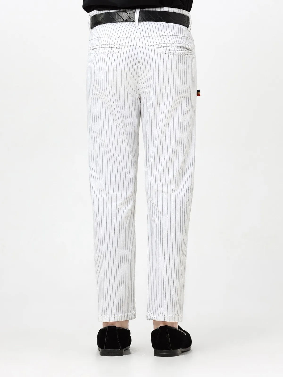 Boy's White & Black Chino Pant - EBBCP23-018