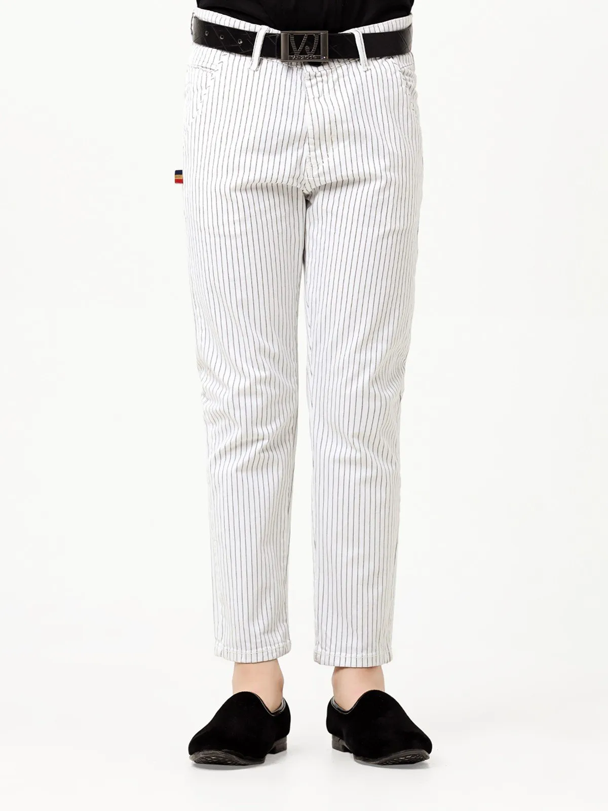 Boy's White & Black Chino Pant - EBBCP23-018