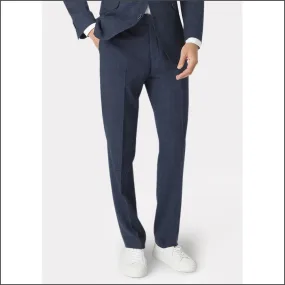 Brook Taverner Constable Tailored Fit Navy Linen Blend Trouser--