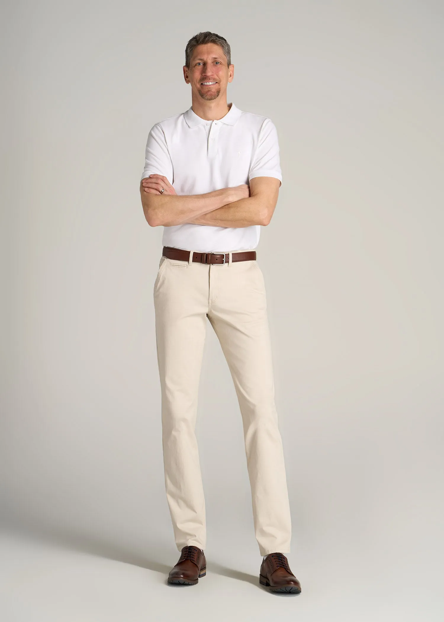 Carman TAPERED Chinos in Soft Beige - Pants for Tall Men