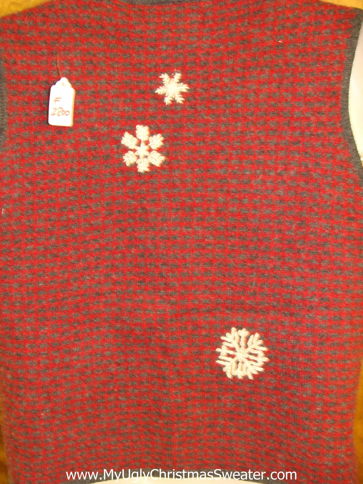 Cheap Red Ugly Festive Xmas Sweater Vest with Snowman