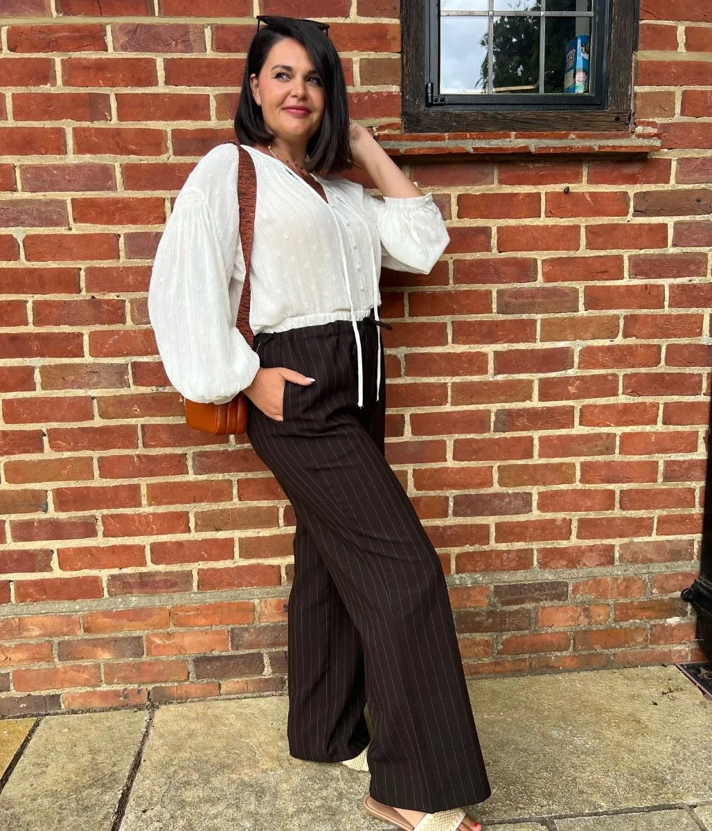 Chocolate Stripe Wide Leg Trousers