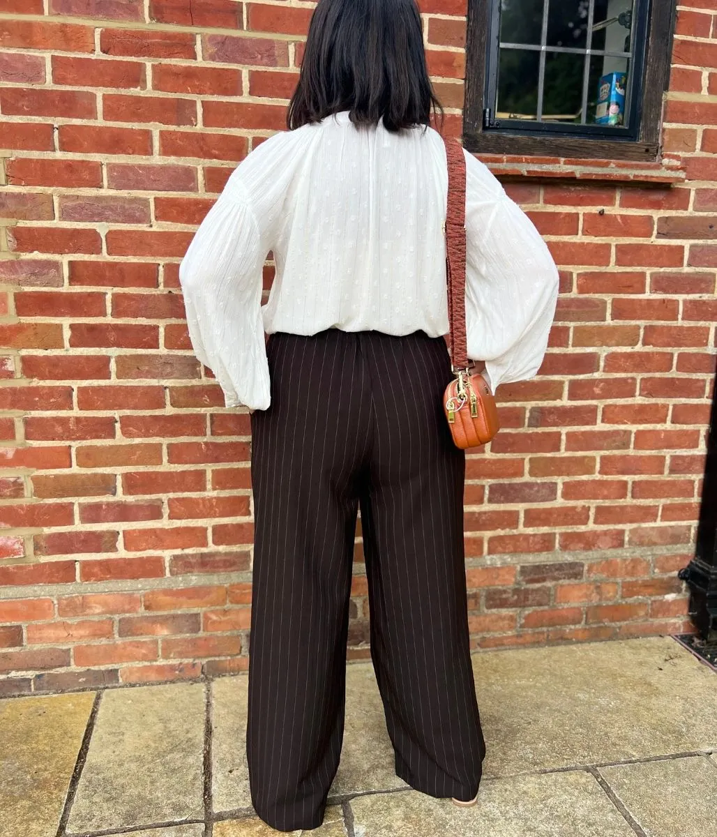 Chocolate Stripe Wide Leg Trousers