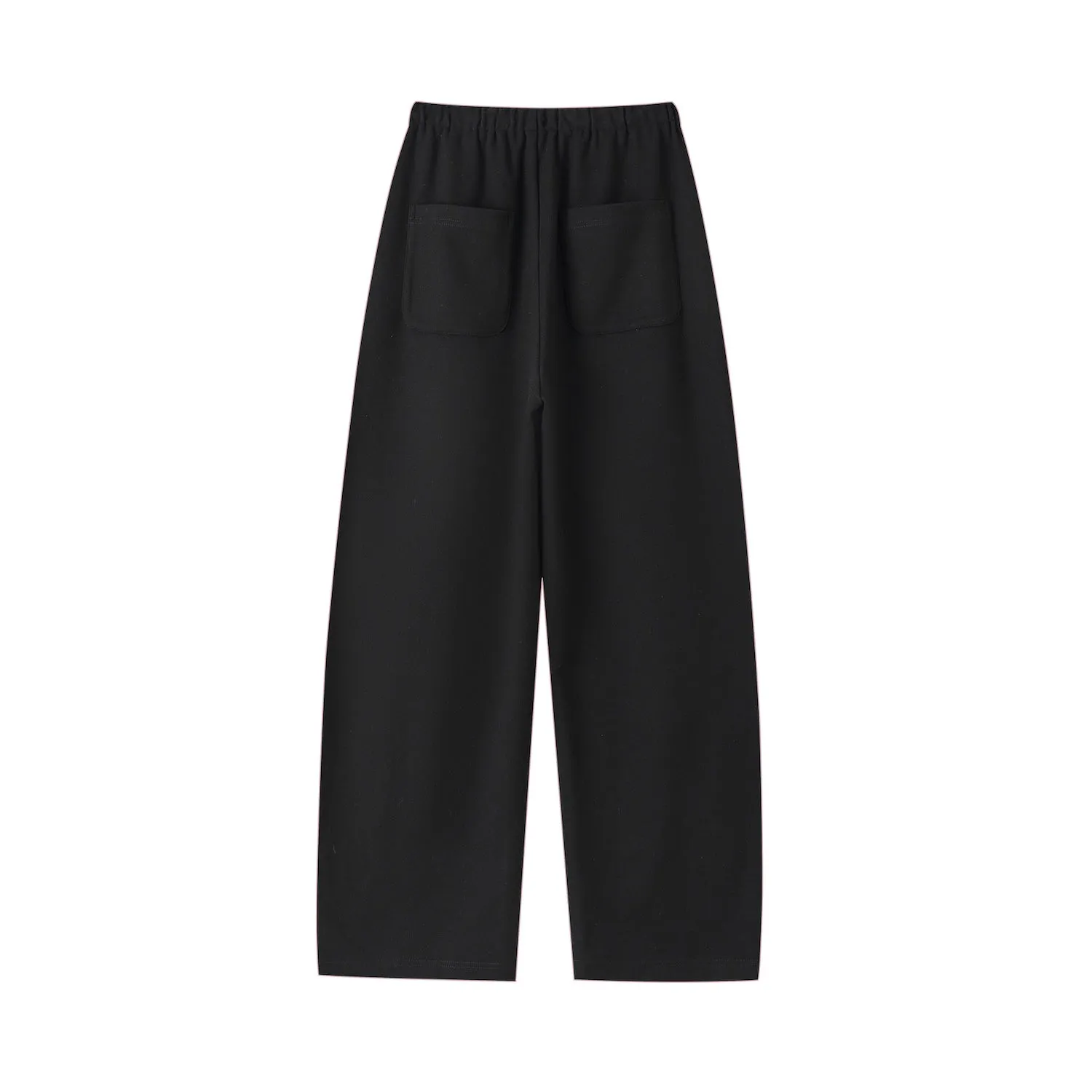 Contrast Drawstring Wide-leg Pants In Black