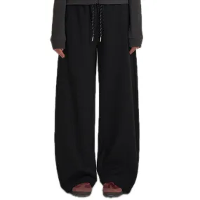 Contrast Drawstring Wide-leg Pants In Black