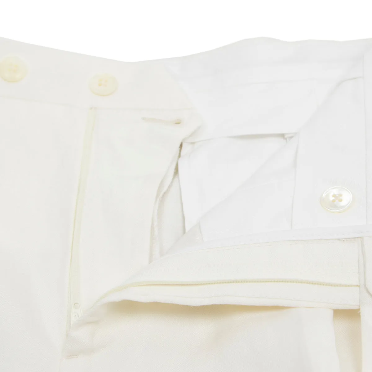 Cream Loro Piana Linen & Silk Regular Fit Trousers