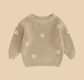 Daisy Embroidered Knit Sweater