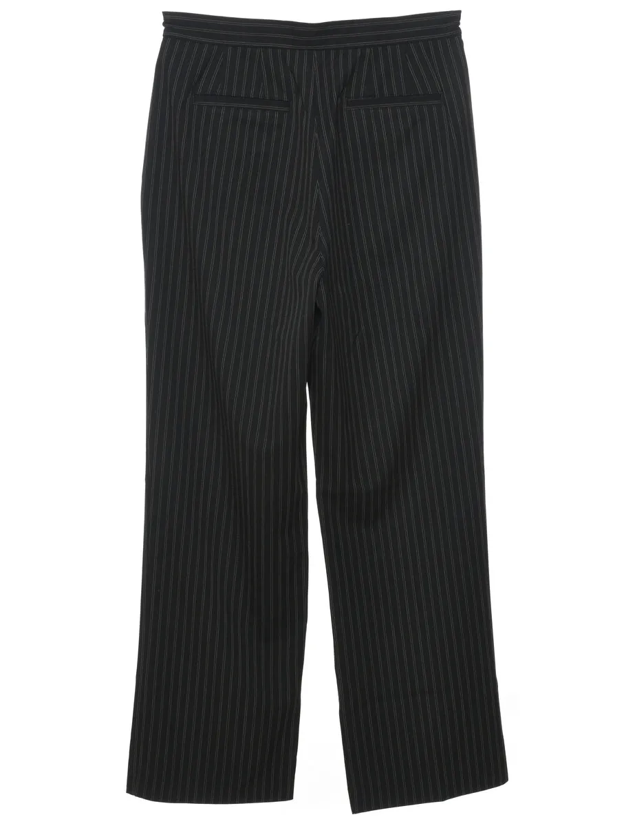 Dark Brown Striped Trousers - W30 L31