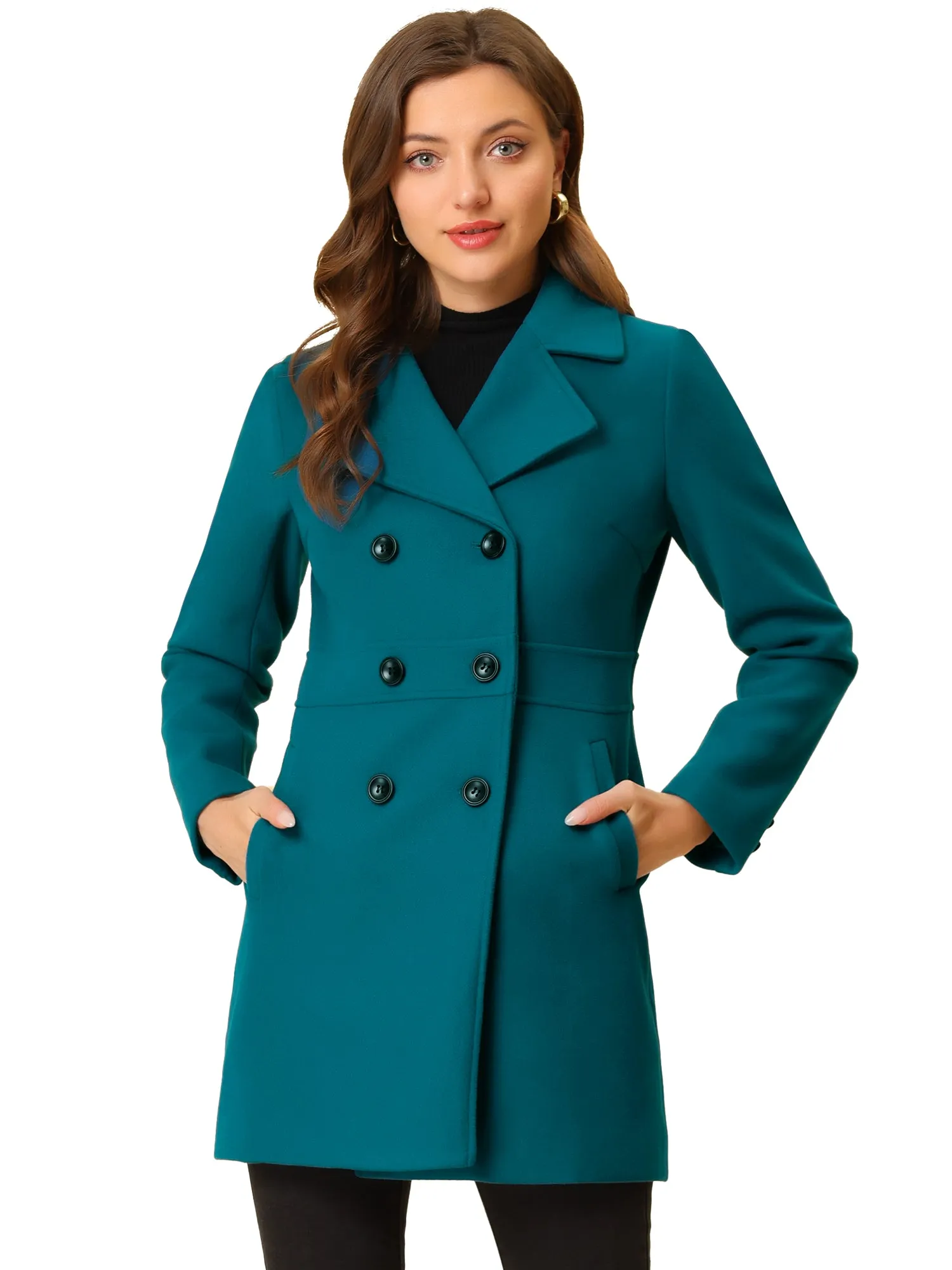 Double Breasted Notched Lapel Long Winter Coat