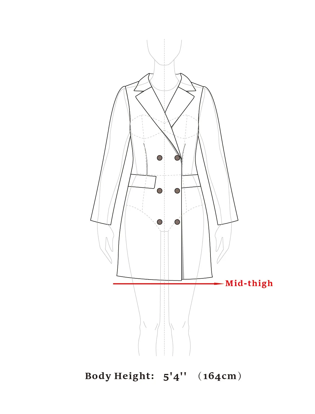 Double Breasted Notched Lapel Long Winter Coat