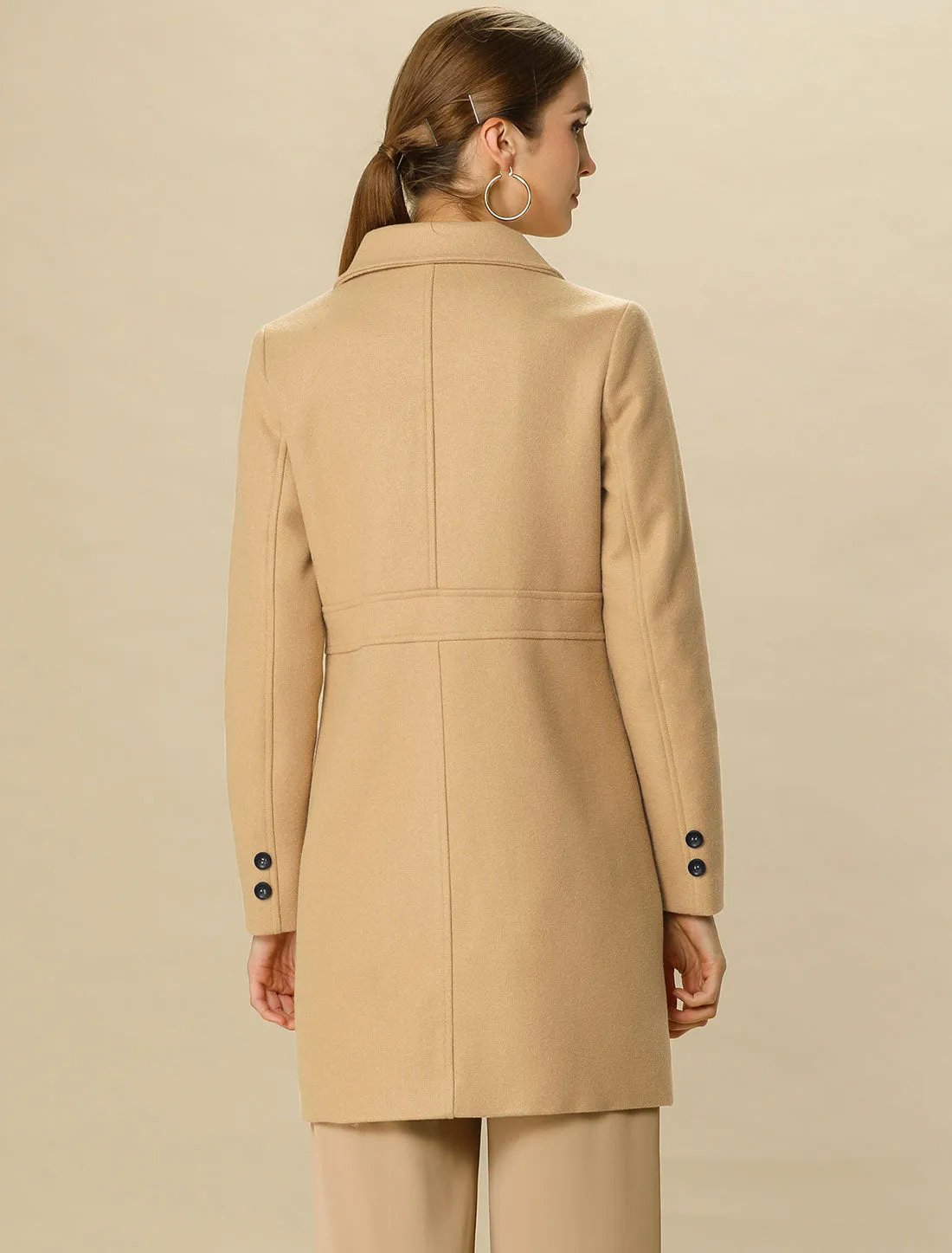 Double Breasted Notched Lapel Long Winter Coat