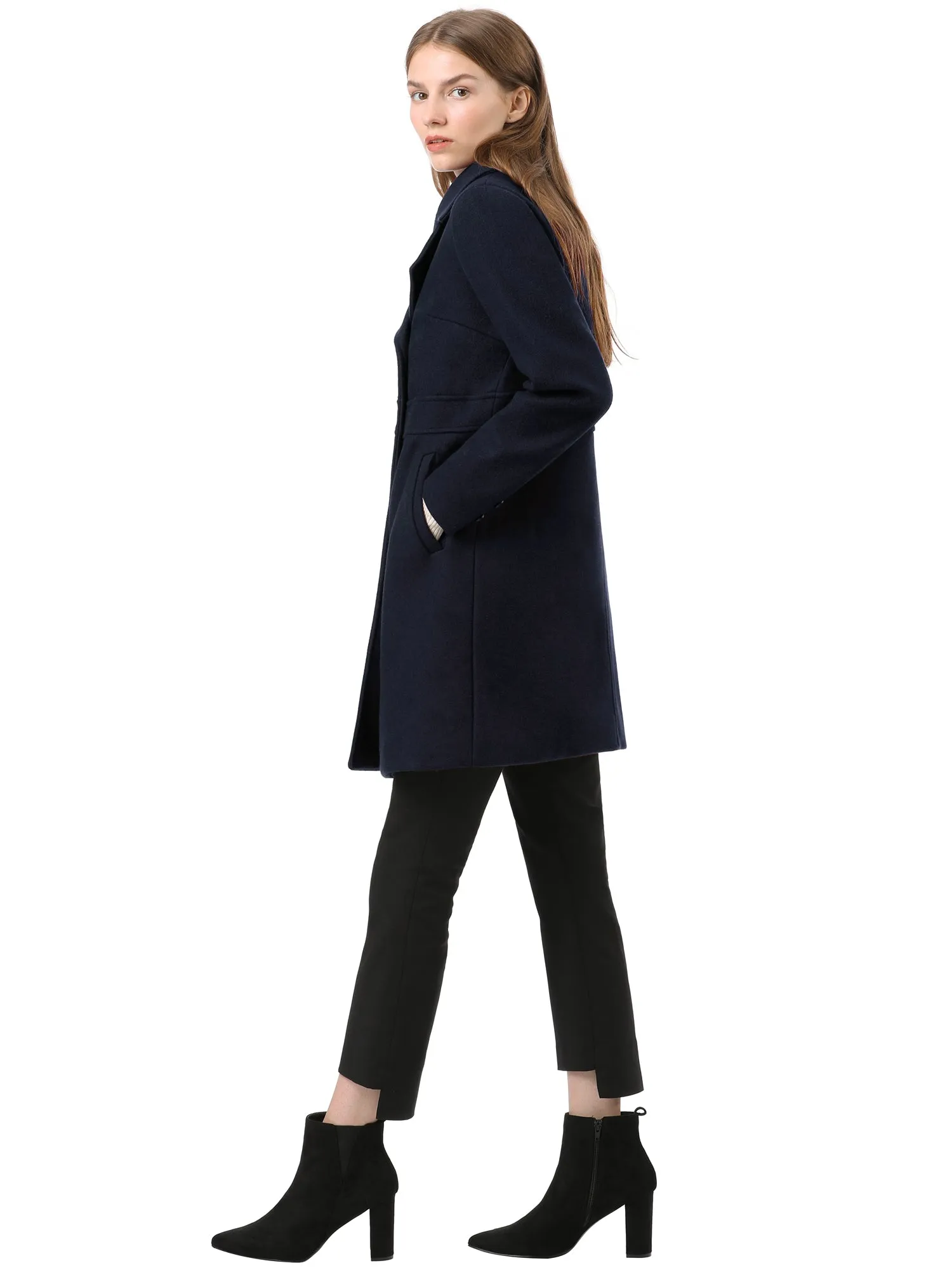 Double Breasted Notched Lapel Long Winter Coat