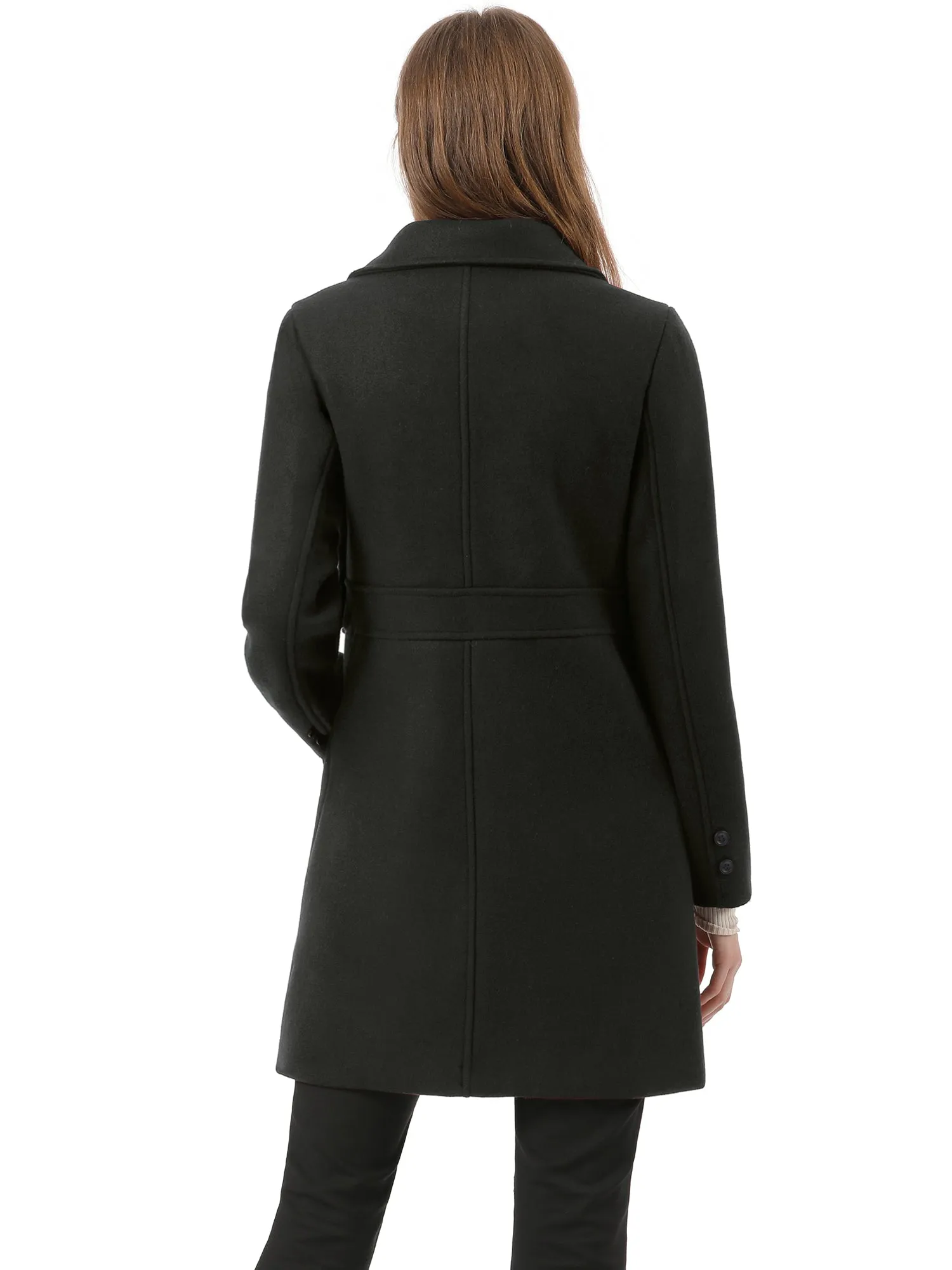 Double Breasted Notched Lapel Long Winter Coat