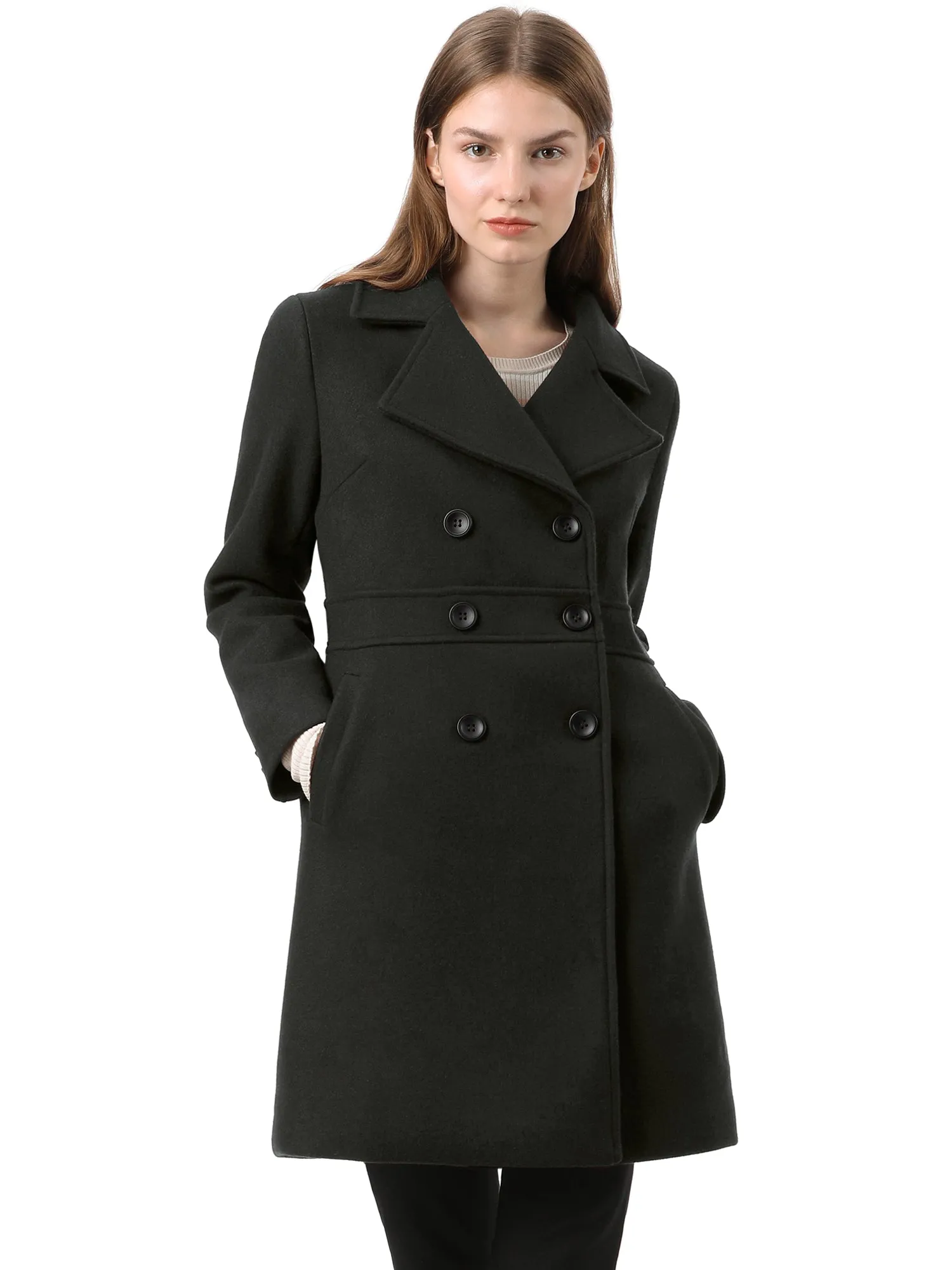 Double Breasted Notched Lapel Long Winter Coat