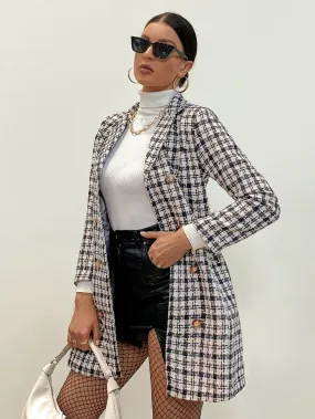 Double Breasted Plaid Overcoat