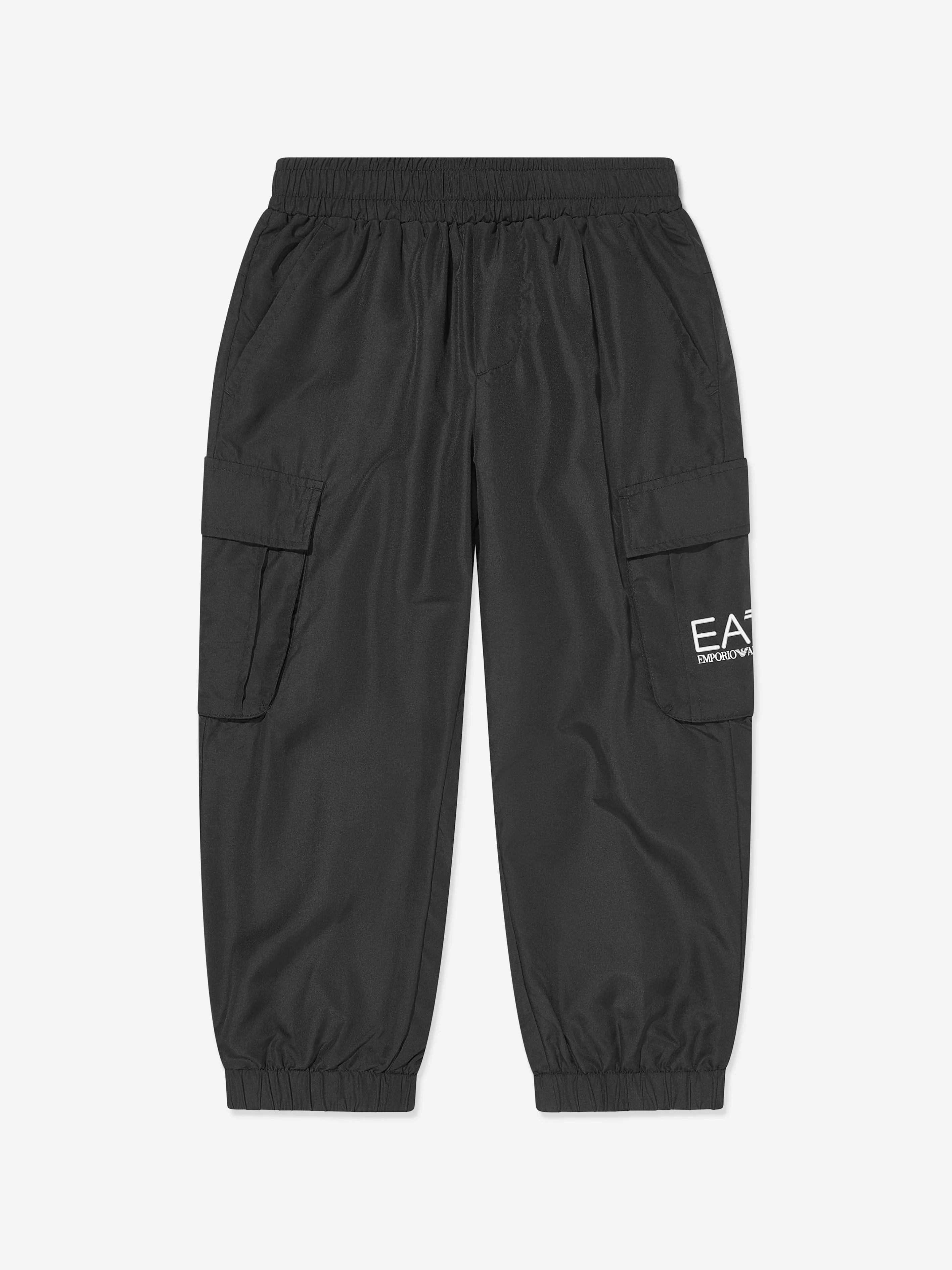 EA7 Emporio Armani Boys Cargo Trousers in Black