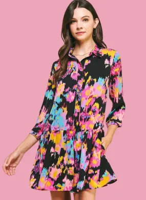 Electric Ikat Shirt Dress