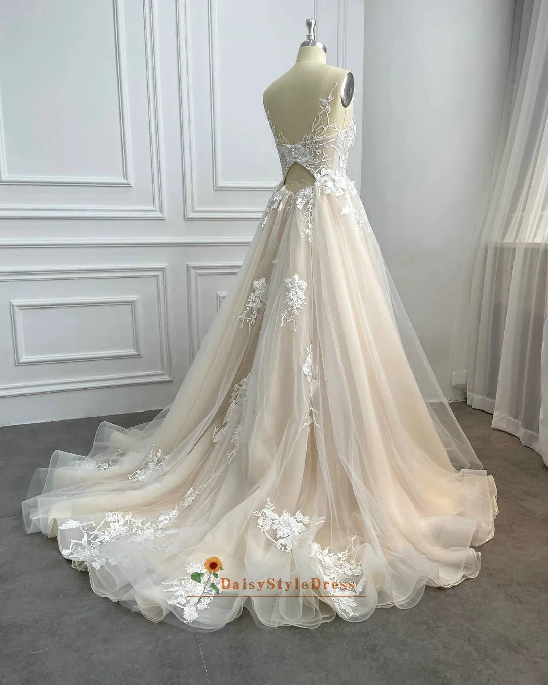 Fashion Champagne Wedding Dress