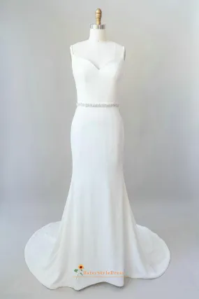 Fitted Spaghetti Straps Summer Wedding Dress