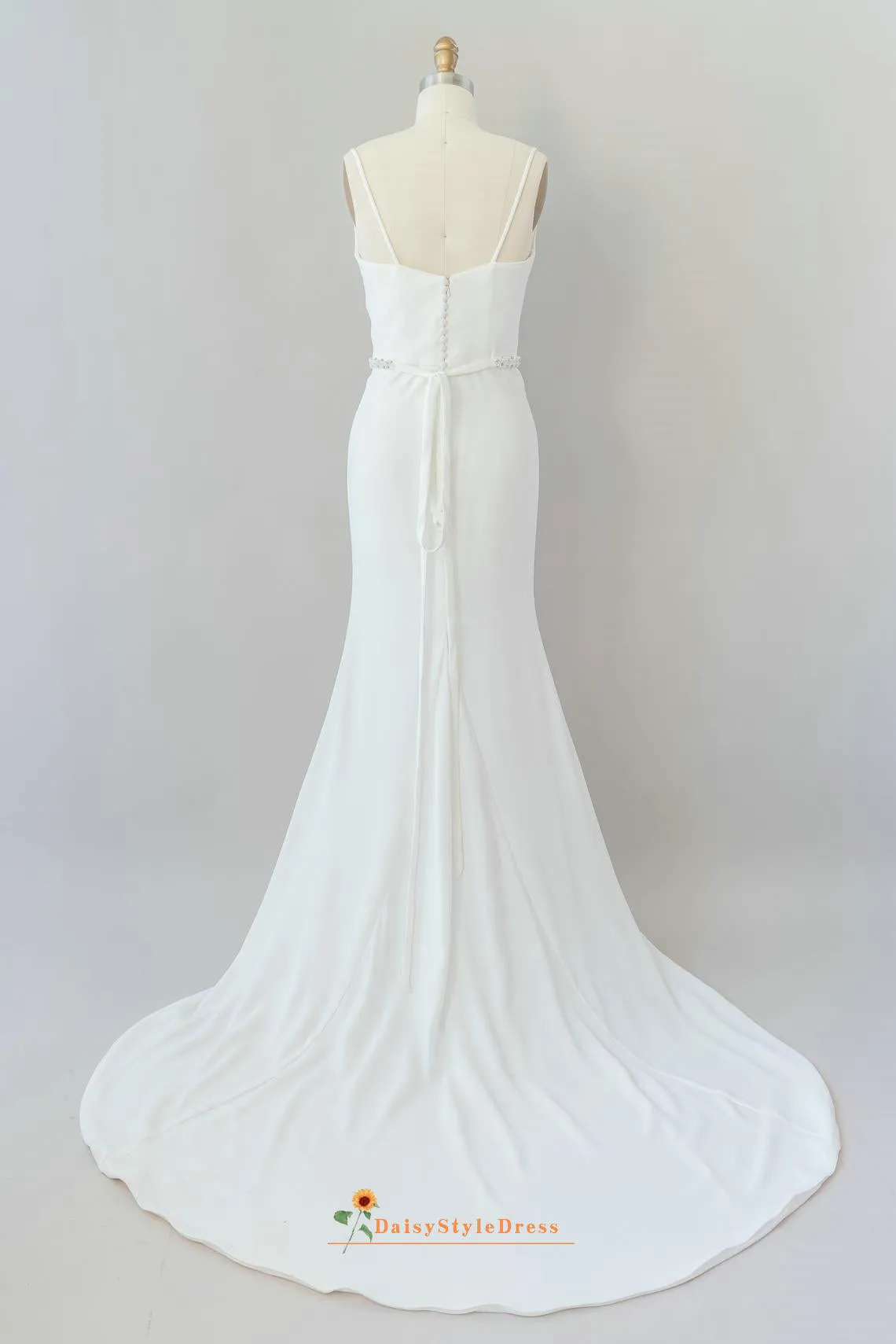 Fitted Spaghetti Straps Summer Wedding Dress