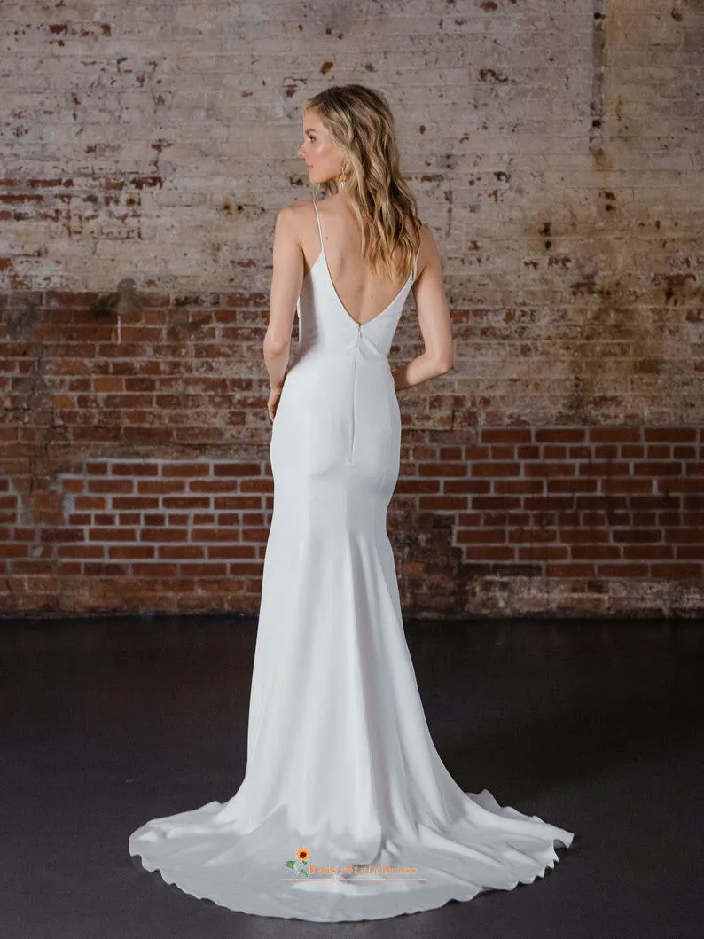 Fitted Spaghetti Straps Wedding Dress