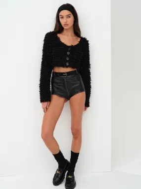 For Love & Lemons June Cropped Sweater in Black