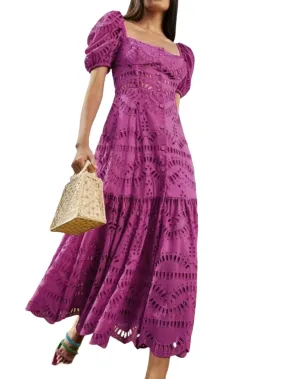 Fuchsia lace maxi dress