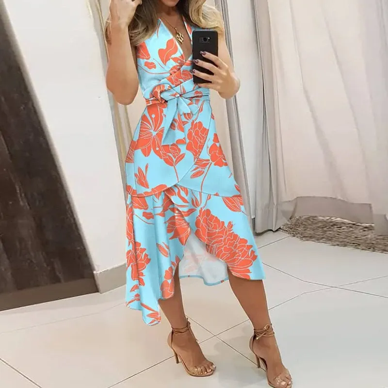 Funki Buys | Dresses | Women's Summer Party Midi Wrap Dress