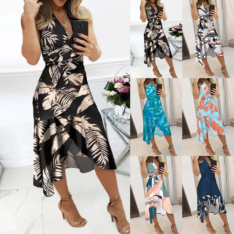 Funki Buys | Dresses | Women's Summer Party Midi Wrap Dress