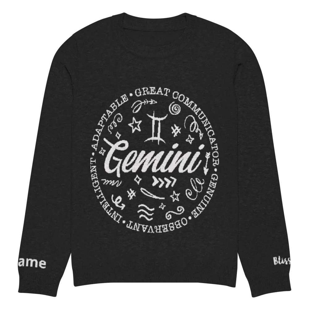 Gemini Zodiac Personalized Knit Sweater