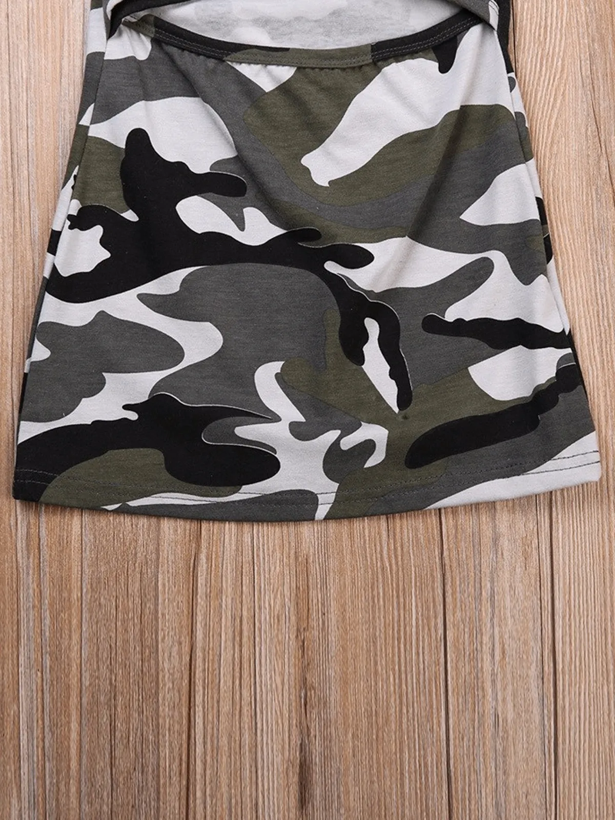 Girls Camo Print T-Shirt Dress with Criss Cross Back