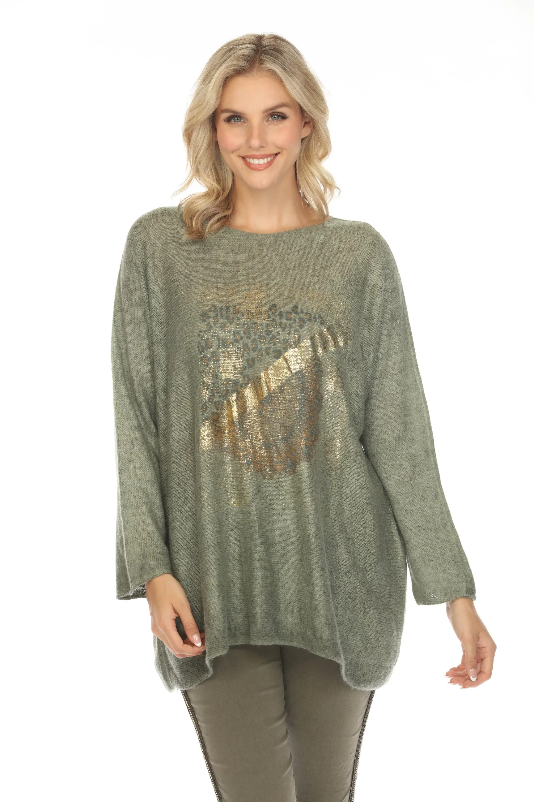 Gold Foil Print Sweater