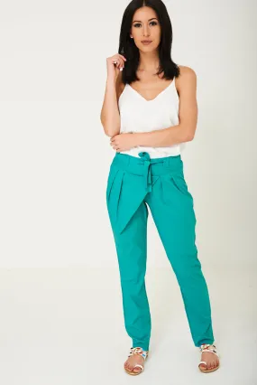 Green Peg Trousers with Tie Up Waist