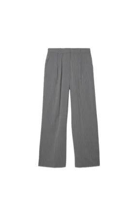 Grey Pinstripe Wide Trousers