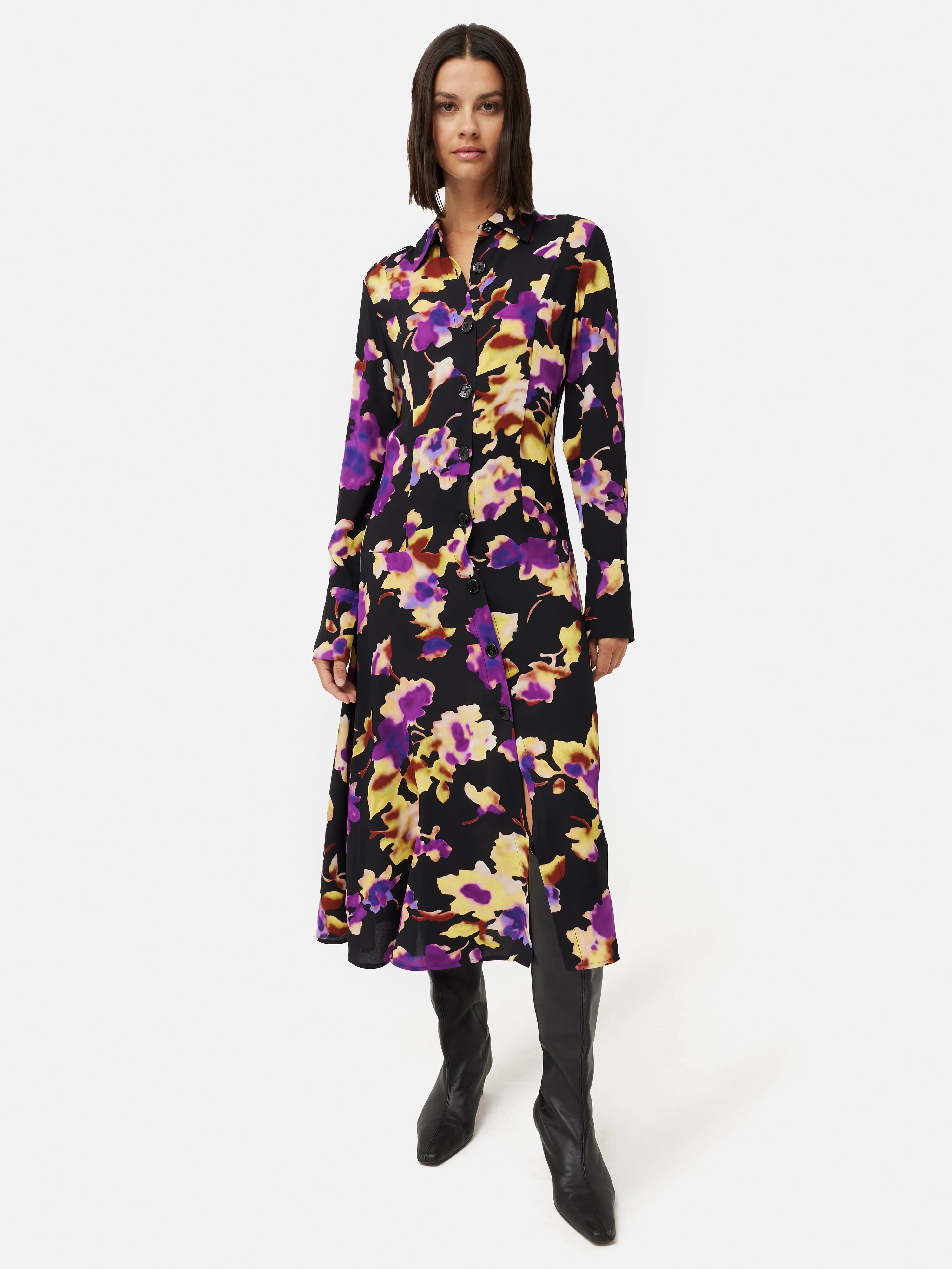 Haze Floral Crepe Dress | Purple