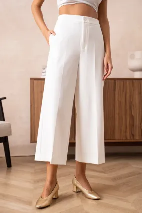 High Waist Culotte Pants White