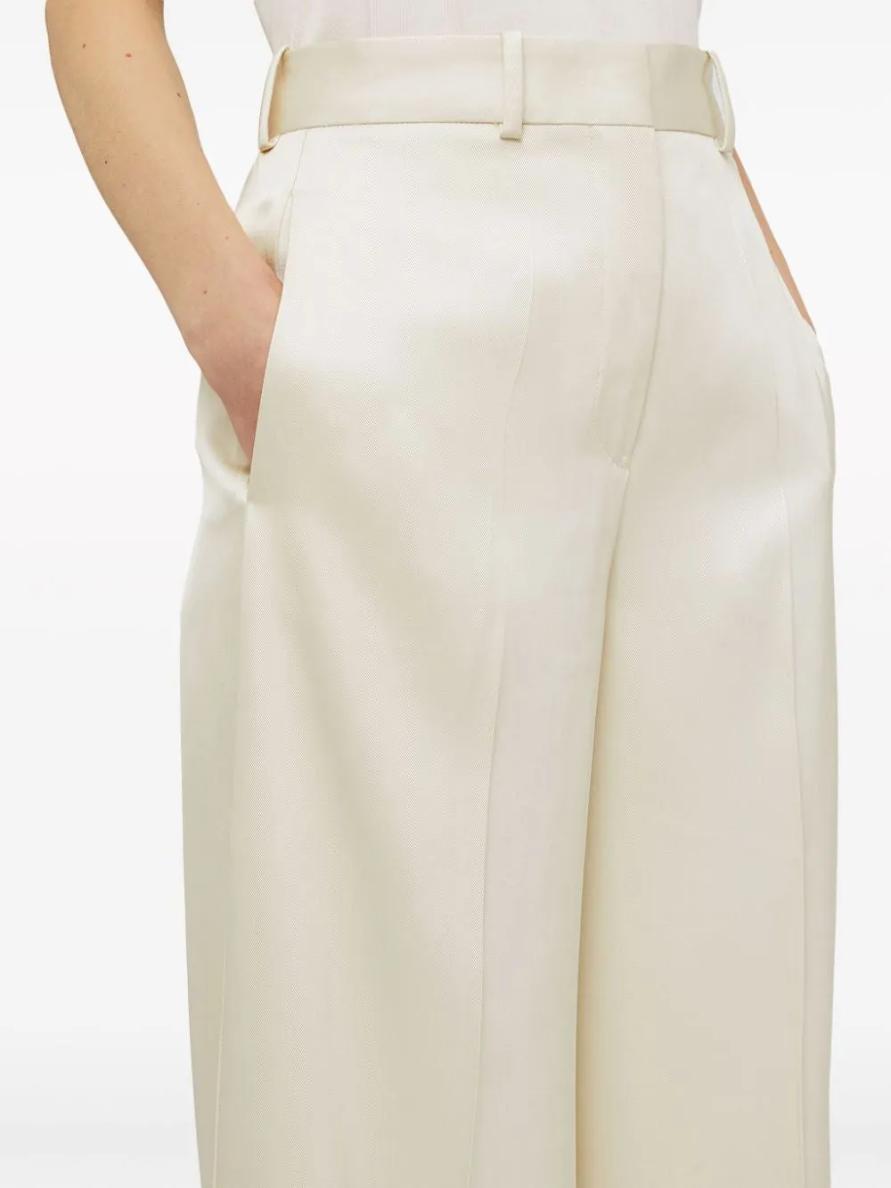 JIL SANDER Beige Wide-Leg Tailored Trousers for Women